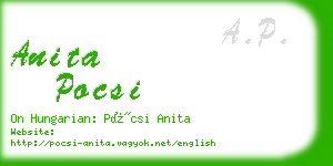 anita pocsi business card
